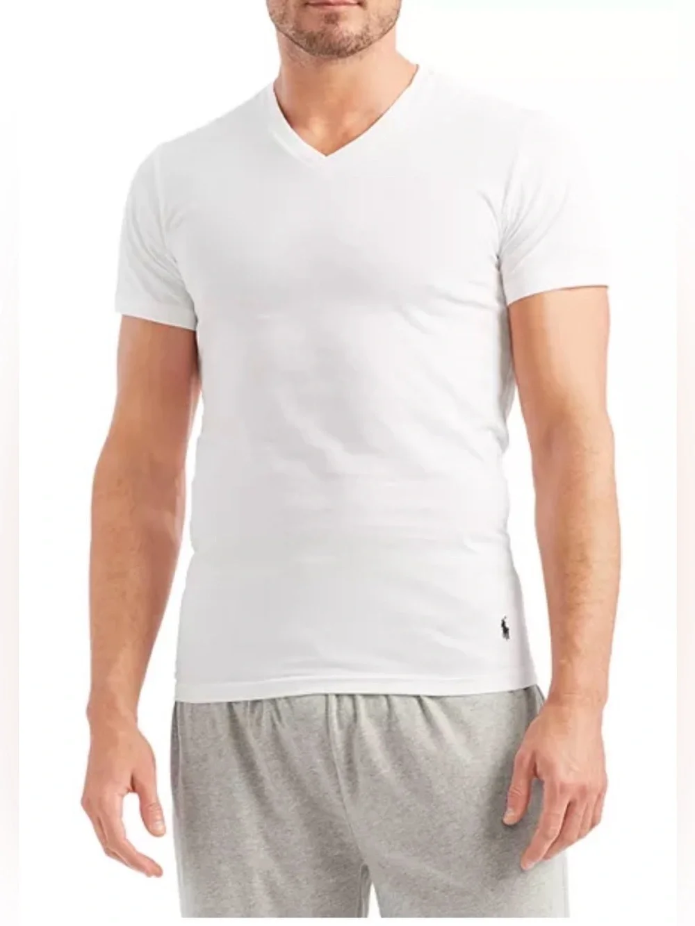 Polo by Ralph Lauren Men’s Slim Fit V-Neck Undershirt, Pack of 5 - Size L